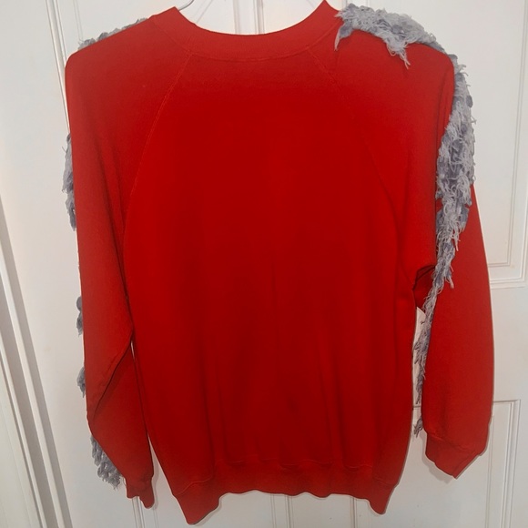 Handmade detailed Denim fringed sweatshirt Boho Western - Picture 5 of 7